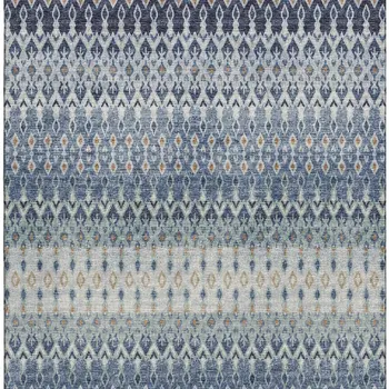 3' X 5' Aqua Gray And Orange Tribal Washable Area Rug With UV Protection
