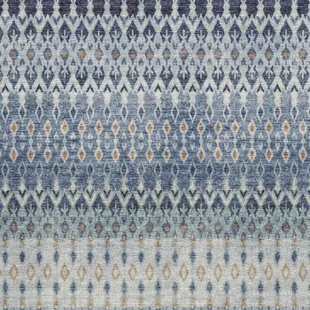 5' X 8' Aqua Gray And Orange Tribal Washable Area Rug With UV Protection