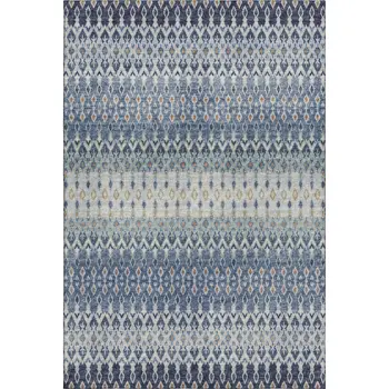 5' X 8' Aqua Gray And Orange Tribal Washable Area Rug With UV Protection