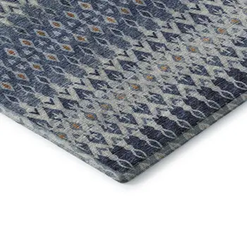 5' X 8' Aqua Gray And Orange Tribal Washable Area Rug With UV Protection