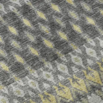 3' X 5' Gray And Gold Tribal Washable Area Rug With UV Protection