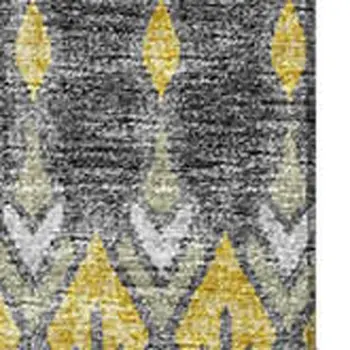 8' X 10' Gray And Gold Tribal Washable Area Rug With UV Protection