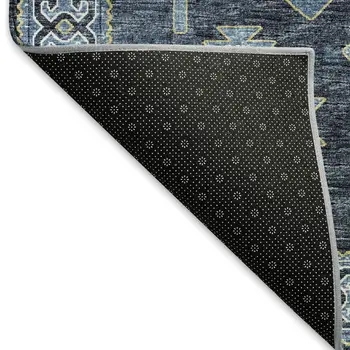 10' X 14' Blue And Sky Blue Geometric Washable Area Rug With UV Protection