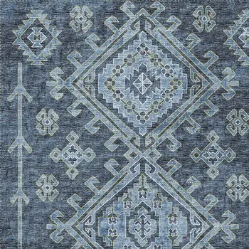 10' X 14' Blue And Sky Blue Geometric Washable Area Rug With UV Protection