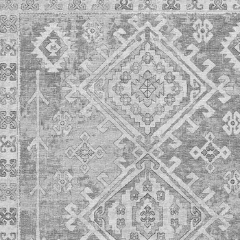 3' X 5' Ash Gray And Ivory Geometric Washable Area Rug With UV Protection