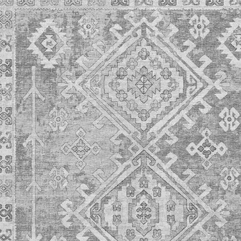 9' X 12' Ash Gray And Ivory Geometric Washable Area Rug With UV Protection