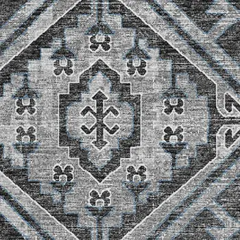 5' X 8' Graphite And Charcoal Geometric Washable Area Rug With UV Protection