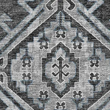 8' X 10' Graphite And Charcoal Geometric Washable Area Rug With UV Protection