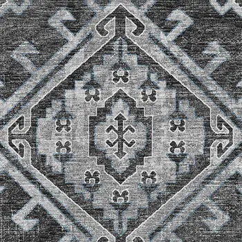 9' X 12' Graphite And Charcoal Geometric Washable Area Rug With UV Protection
