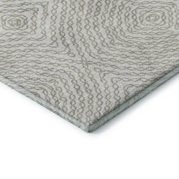 9' X 12' Linen And Ivory Geometric Washable Area Rug With UV Protection