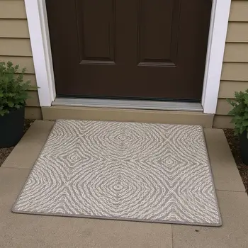 3' X 5' Coffee And Beige Geometric Washable Area Rug With UV Protection