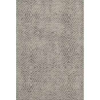 5' X 8' Coffee And Beige Geometric Washable Area Rug With UV Protection