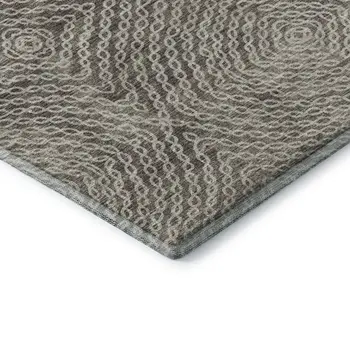 5' X 8' Coffee And Beige Geometric Washable Area Rug With UV Protection