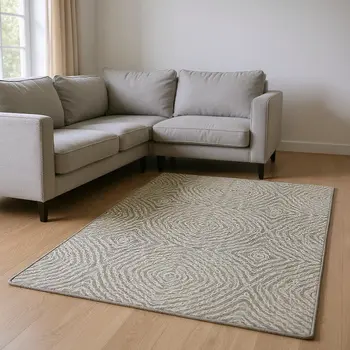 8' X 10' Coffee And Beige Geometric Washable Area Rug With UV Protection
