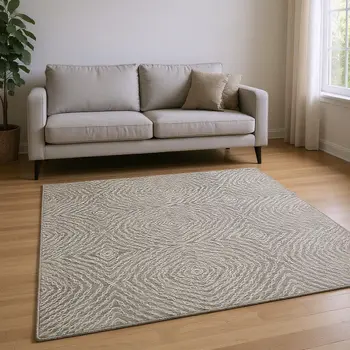 9' X 12' Coffee And Beige Geometric Washable Area Rug With UV Protection