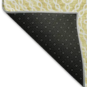 3' X 5' Gold And Ivory Geometric Washable Area Rug With UV Protection