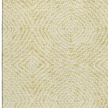 3' X 5' Gold And Ivory Geometric Washable Area Rug With UV Protection