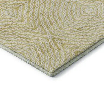 5' X 8' Gold And Ivory Geometric Washable Area Rug With UV Protection