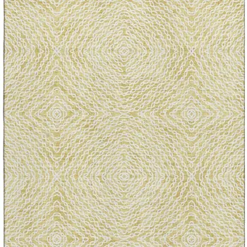 8' X 10' Gold And Ivory Geometric Washable Area Rug With UV Protection
