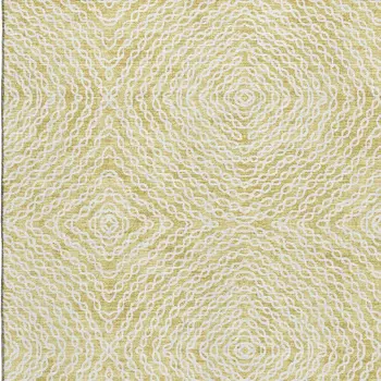 9' X 12' Gold And Ivory Geometric Washable Area Rug With UV Protection
