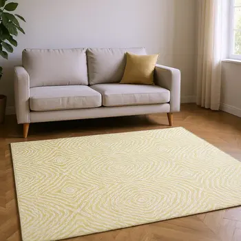 10' X 14' Gold And Ivory Geometric Washable Area Rug With UV Protection