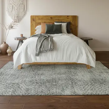 8' X 10' Ash Gray And Charcoal Geometric Washable Area Rug With UV Protection