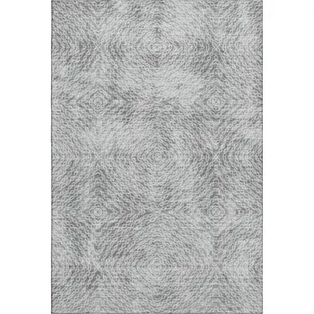 10' X 14' Ash Gray And Charcoal Geometric Washable Area Rug With UV Protection