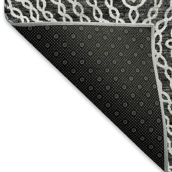 10' X 14' Graphite And Ivory Geometric Washable Area Rug With UV Protection