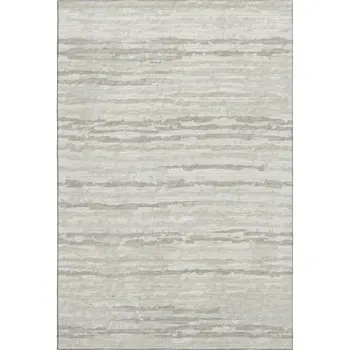 3' X 5' Khaki And Ivory Striped Washable Area Rug With UV Protection