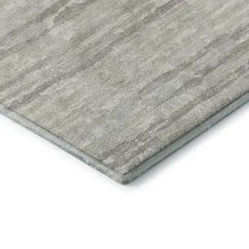 3' X 5' Khaki And Ivory Striped Washable Area Rug With UV Protection