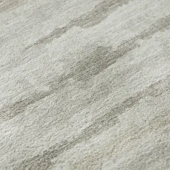 3' X 5' Khaki And Ivory Striped Washable Area Rug With UV Protection