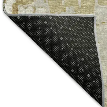 3' X 5' Camel And Ivory Abstract Washable Area Rug With UV Protection