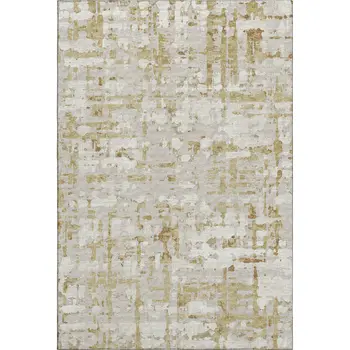 8' X 10' Camel And Ivory Abstract Washable Area Rug With UV Protection