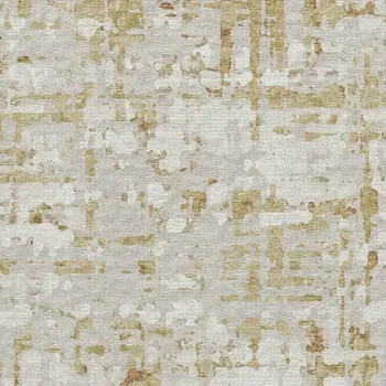 10' X 14' Camel And Ivory Abstract Washable Area Rug With UV Protection