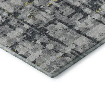 5' X 8' Gold Charcoal And Ivory Abstract Washable Area Rug With UV Protection