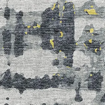 5' X 8' Gold Charcoal And Ivory Abstract Washable Area Rug With UV Protection