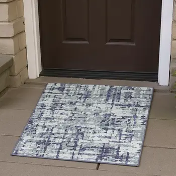 3' X 5' Purple And Gray Abstract Washable Area Rug With UV Protection
