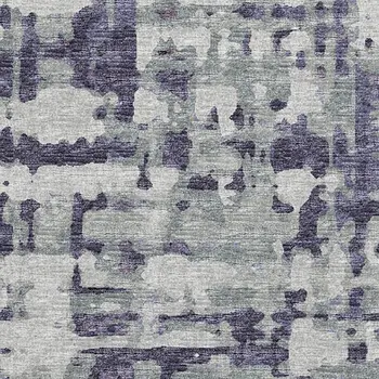 3' X 5' Purple And Gray Abstract Washable Area Rug With UV Protection