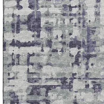 3' X 5' Purple And Gray Abstract Washable Area Rug With UV Protection