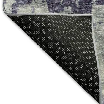 5' X 8' Purple And Gray Abstract Washable Area Rug With UV Protection