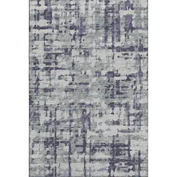 9' X 12' Purple And Gray Abstract Washable Area Rug With UV Protection