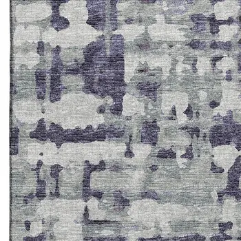 9' X 12' Purple And Gray Abstract Washable Area Rug With UV Protection