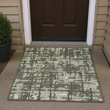 3' X 5' Brown And Beige Abstract Washable Area Rug With UV Protection