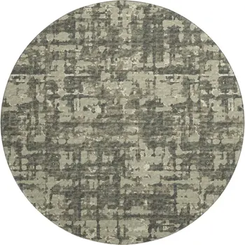 8' Brown And Beige Abstract Washable Round Rug With UV Protection