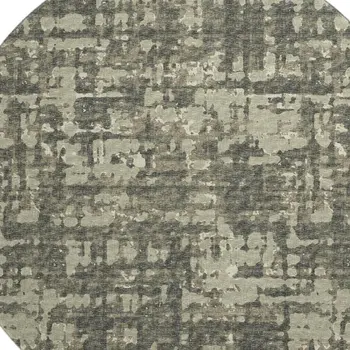 8' Brown And Beige Abstract Washable Round Rug With UV Protection
