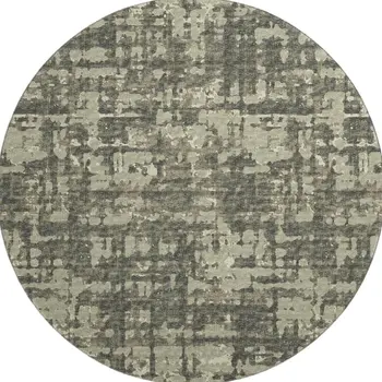 8' Brown And Beige Abstract Washable Round Rug With UV Protection