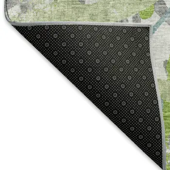 10' X 14' Green Teal Blue And Ivory Abstract Washable Area Rug With UV Protection