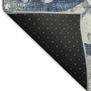 10' X 14' Blue Ivory And Gray Abstract Washable Area Rug With UV Protection