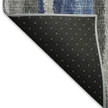 5' X 8' Blue Ivory And Gray Abstract Washable Area Rug With UV Protection