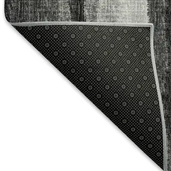 3' X 5' Graphite And Ivory Abstract Washable Area Rug With UV Protection